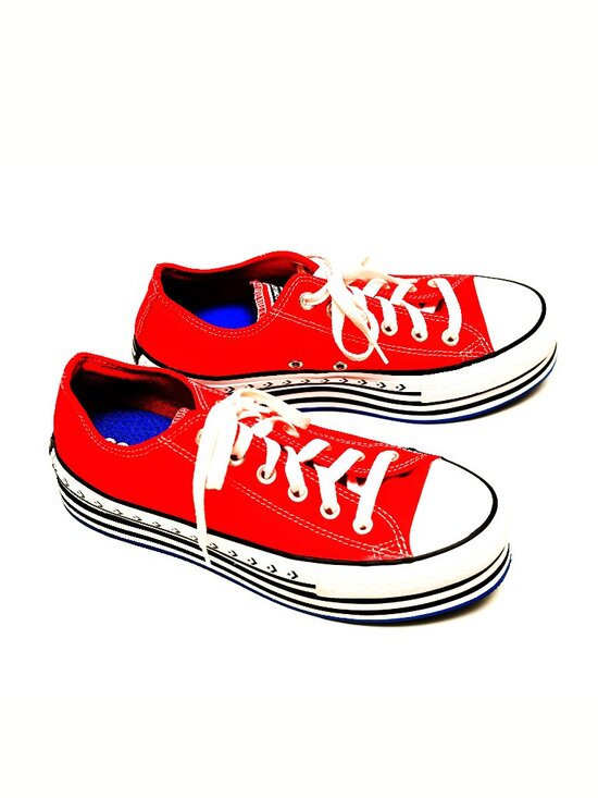 CONVERSE ALL STAR CHUCK TAYLOR Platform Tennis Shoes /Sneakers  RED 39 US 8.5 - Picture 8 of 9
